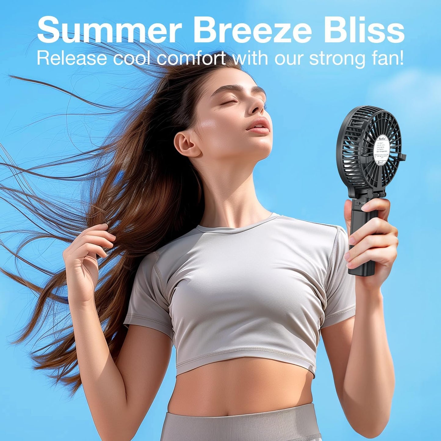 Portable Handheld Fan, Travel & Camping Essentials Small Desk Fans, Mini Personal Accessories with USB Rechargeable Battery Operated Cooling Electric for Office Room Household Black