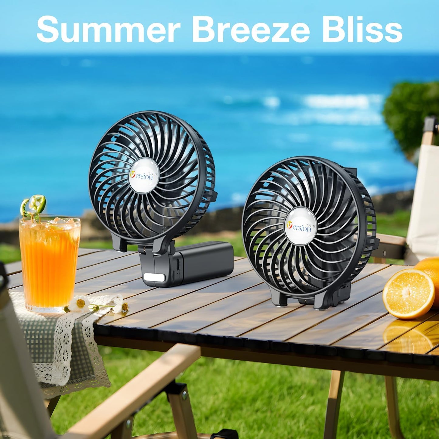Portable Handheld Fan, Travel & Camping Essentials Small Desk Fans, Mini Personal Accessories with USB Rechargeable Battery Operated Cooling Electric for Office Room Household Black