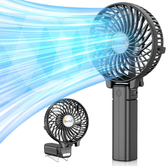 Portable Handheld Fan, Travel & Camping Essentials Small Desk Fans, Mini Personal Accessories with USB Rechargeable Battery Operated Cooling Electric for Office Room Household Black